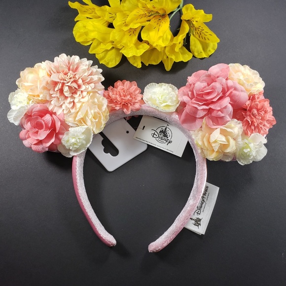 Disney Accessories - Disney Parks Pink Flower Minnie Ears, New